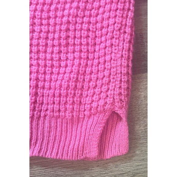 Womens Pink V-Neck Waffle Knit Sweater XL Acrylic Comfort Stretch Warm - Picture 6 of 6